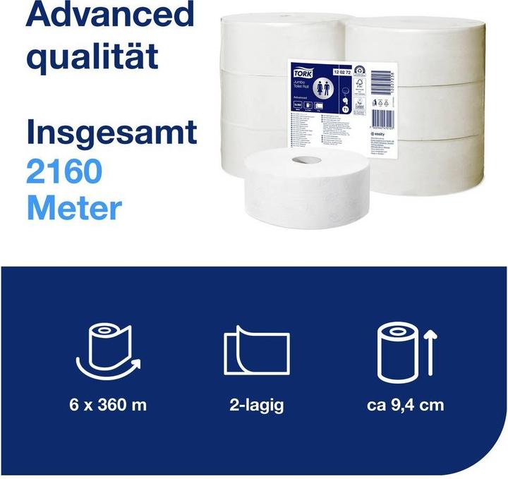 Produktbild kaiserkraft Toilettenpapier, Industrie-Jumborolle (6 Stk.)