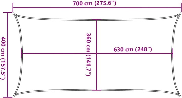 Actual product image VidaXL Sonnensegel 160 g/m² Rechteckig HDPE (4 x 7 m)