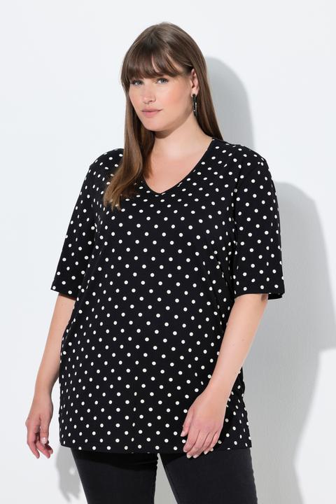 Actual product image Ulla Popken Polka Dot V-Neck Tee (60)