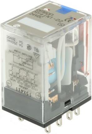 Actual product image Omron Industrial Automation Plug-in Relay, LED, 14 pin 4PDT 5A 24VDC