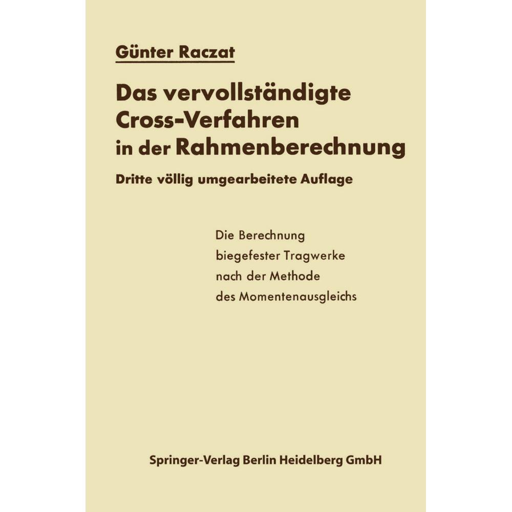 Das vervollständigte Cross-Verfahren in der Rahmenberechnung, Fachbücher