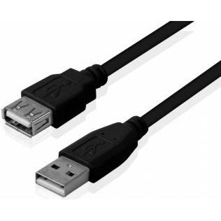 Brackton Cable Kabelis USB Male - USB Female 2.0m Black (2 m), Cavo USB