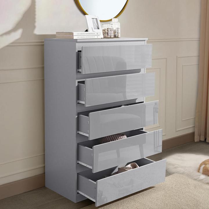 Actual product image HTI-Living Sideboard Kenji 5 Schubladen Hochglanz Grau