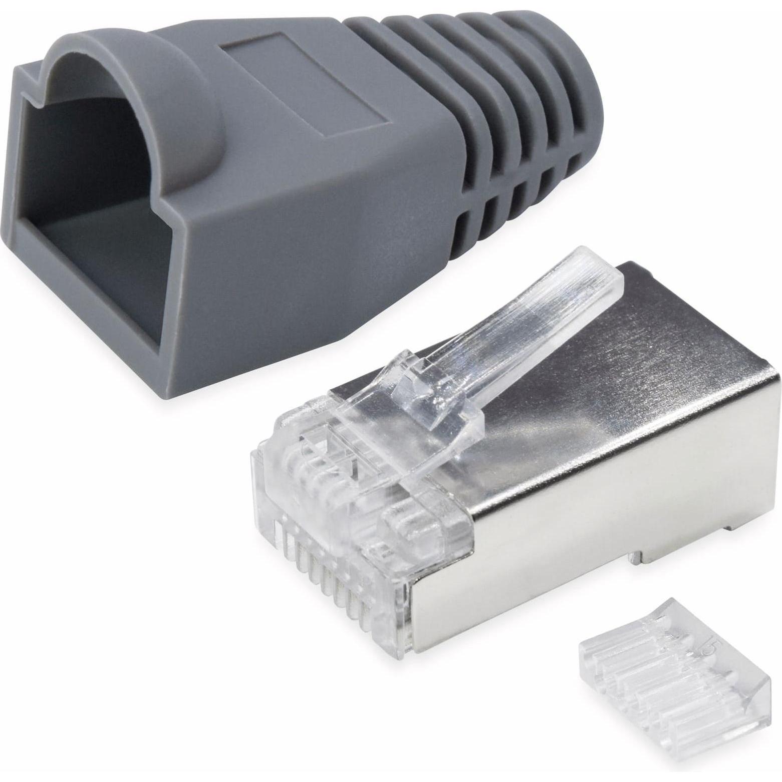 Thumbnail - Quadrios RJ 45 Steckverbinder Set 6, Elektronikkabel + Stecker, Grau