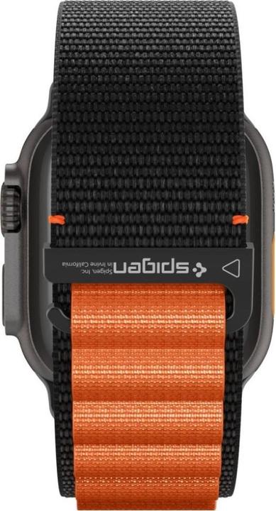Produktbild Spigen WBF1 Armband für Apple Watch 44 / 45 / 46 / 49 mm - Schwarz und Orange (44 mm, 45 mm, 46 mm, 49 mm, Nylon)