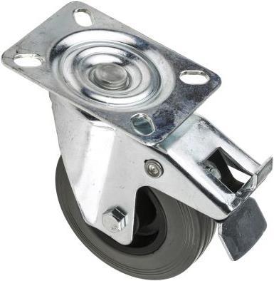 Produktbild RS PRO Braked Swivel Castor, 100mm, Rubber Tyre
