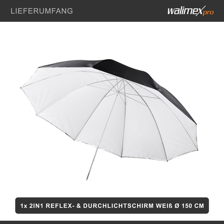 Produktbild Walimex pro pro 2in1 Reflex- Durchlichtschirm (Schirm, 150 cm)