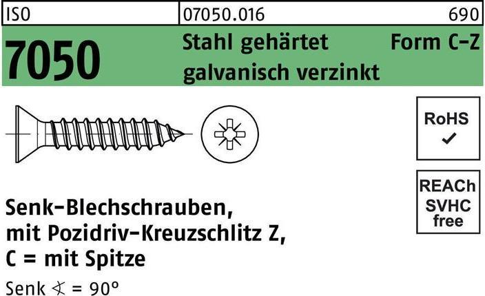 Actual product image Self-tapping screw ISO 7050 SEKO w.point/cross recess-PZ 5,5x 13 -C-Z steel hardened (500 Screws per piece)