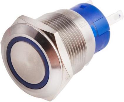 Produktbild RS PRO 19mm,stainless,SPST,latch,Blue,24V
