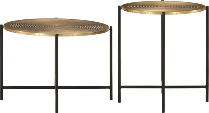 Produktbild VidaXL Couchtisch Tisch Beistelltisch Sofatisch 2 Stk. Schwarz Messing Metall