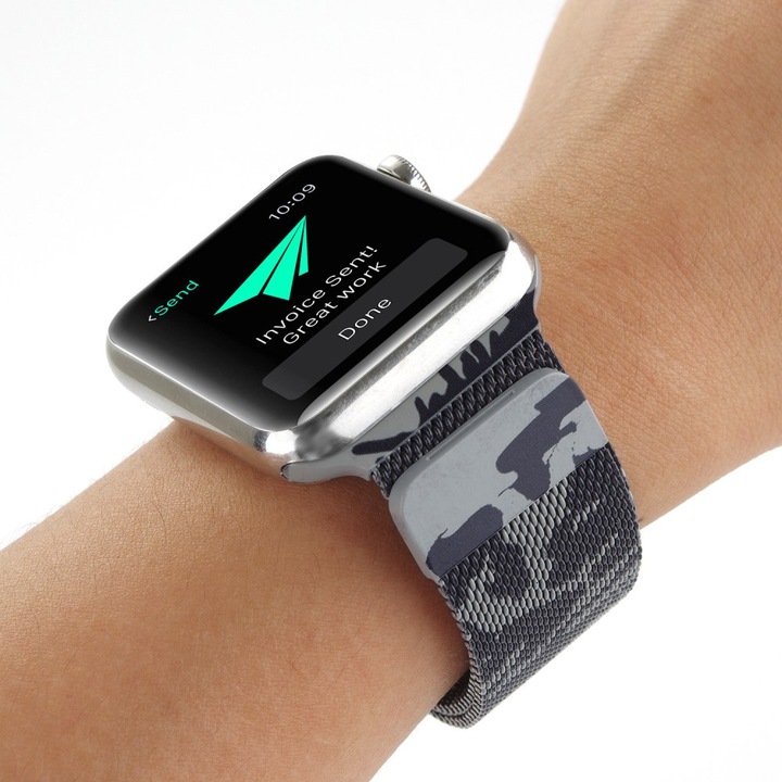 Produktbild Cover-Discount Milanaise Armband Camouflage (42 mm, Edelstahl, Apple Watch Series 1, Apple Watch Series 3, Apple Watch Series 2)