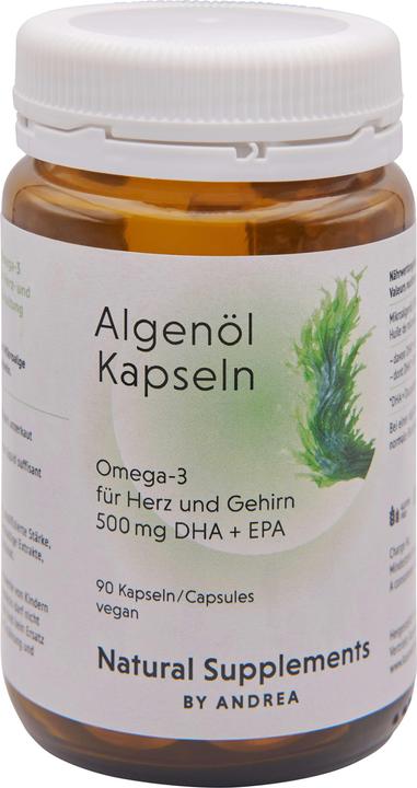 Nährwerte und Zutaten Andrea Natural Supplements Algenöl (90 Stück, Kapseln, 161 g)