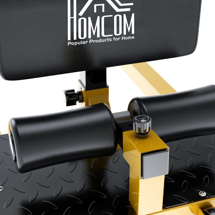 Produktbild Homcom Sissy Squat 3 in 1 Bein-Bauch-Gesäss-Trainer verstellbar bis 120 kg Stahl Gelb+Schwarz 50x97x44,5–56