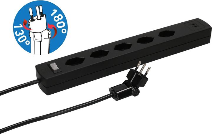 Actual product image Max Hauri SAFETY LINE 90° mit Schalter + Magnet (5x, Type 13, USB-C, 5 m)