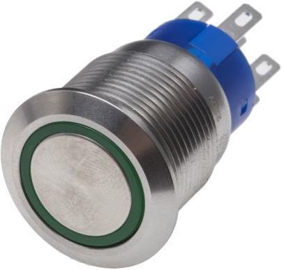 Produktbild RS PRO 19mm,stainless,DPDT,mom,Gn,220V