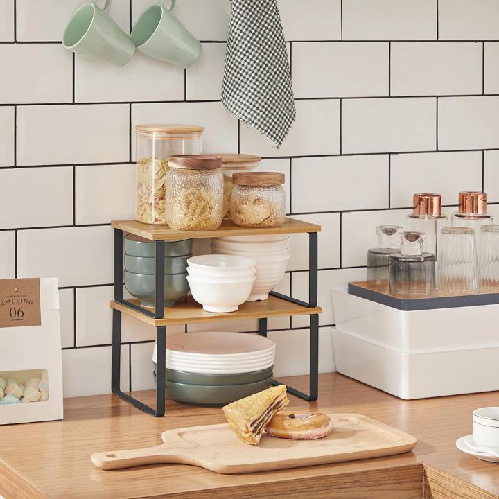 Actual product image Songmics Cupboard organiser shelf set of 2 (17 x 19.5 x 15.5 cm, 17 x 18.5 x 14 cm)