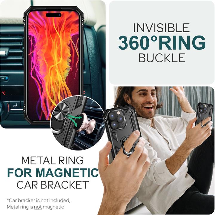 Actual product image Nalia Shockproof Military Style Ring Cover (Apple iPhone 15 Pro Max)