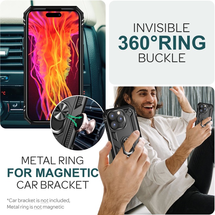 Immagine prodotto Nalia Coperchio ad anello antiurto in stile militare (Apple iPhone 15 Pro Max)