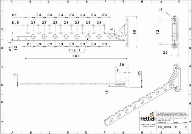 Produktbild Hettich Kleiderlfter zum Einklappen, 310 mm, wei, 1 Stck