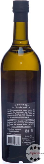 Actual product image Henri Bardouin Pastis (18 years, 45 %, France, 1 x 70 cl, Bitter liqueurs)