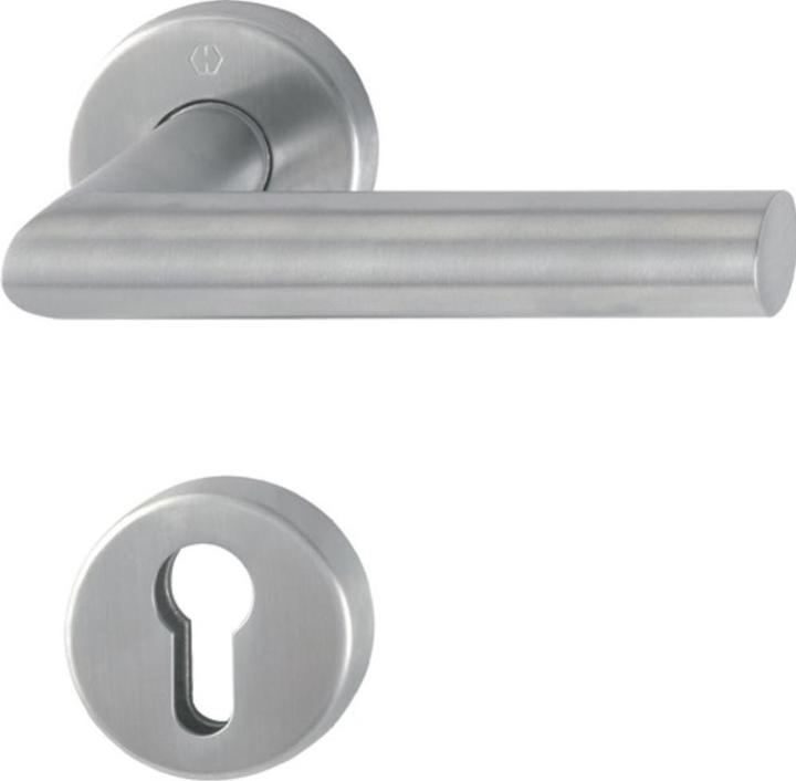 Hoppe Garniture à rosette Amsterdam E1400/42H/42HKVS Acier inoxydable F69 rond PZ DIN gauche / droite D/D (Poignée de porte)
