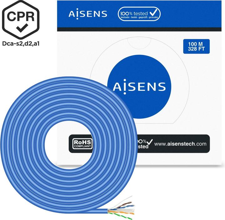 Actual product image Aisens BOBINA CABLE RED RJ45 LSZH CPR Dca CAT.6 UTP 100M AZUL (U/UTP, CAT6, 100 m)
