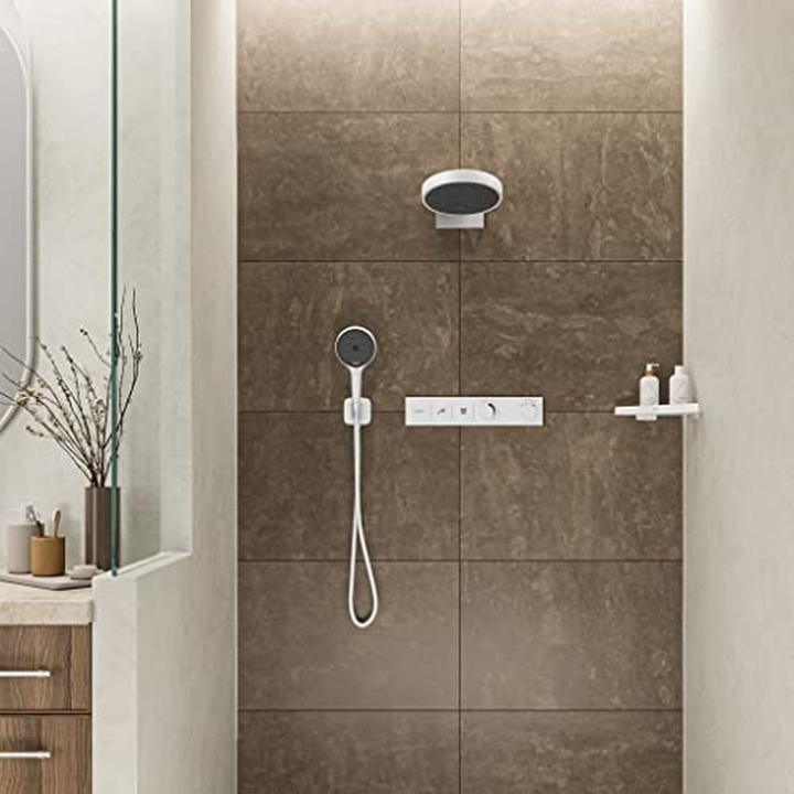 Actual product image hansgrohe HG wall connection FixFit Q with shower holder matt white