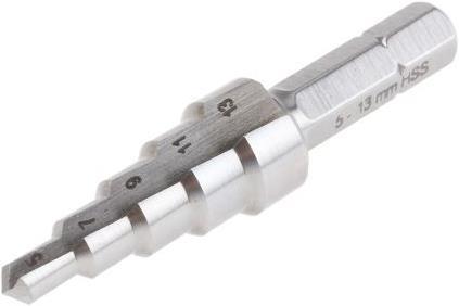Actual product image RS PRO Step drill 5-13mm (11 mm, 13 mm, 5 mm, 7 mm, 9 mm)