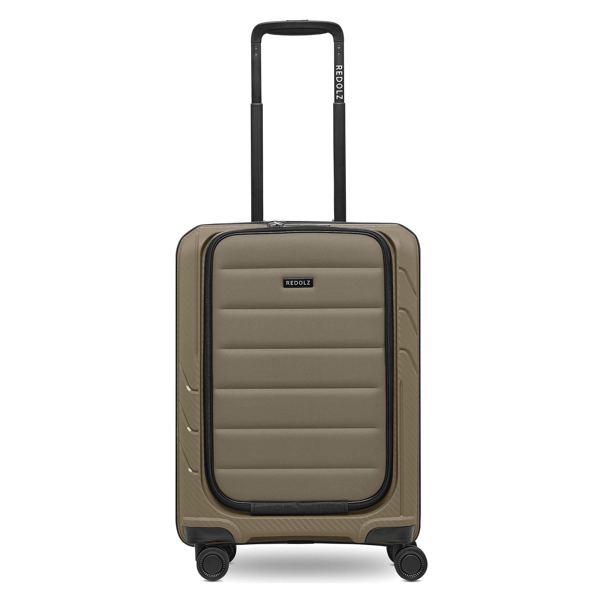 Redolz, Koffer, Essentials 17 4-Rollen Kabinentrolley 55 Cm Soft-Pocket Laptopfach, Braun, (46 l)