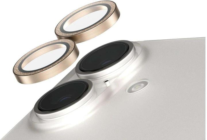 Actual product image PanzerGlass SAFE. by ® Camera Lens Protector Glitter Gold iPhone '24 6.1" | 6.7" (1 pcs., Apple iPhone 16, Apple iPhone 16 Plus)