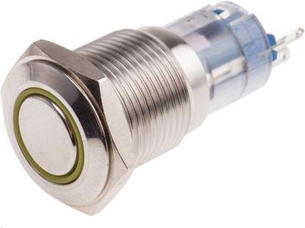 Produktbild RS PRO Switch Pushbutton Stainless Yellow ring