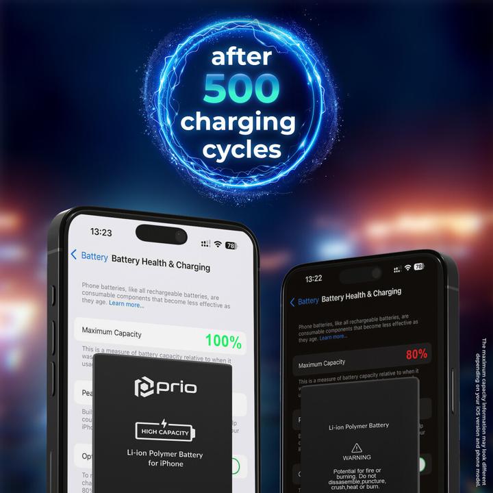 Actual product image prio Hochleistungsakku für iPhone Xs (2970 mAh) - Universal APN -