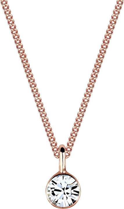 Immagine prodotto Elli Collana Basic Solitaire Cristalli Argento 925 (Cristallo di vetro, Argento 925 Oro rosa, 45 cm)