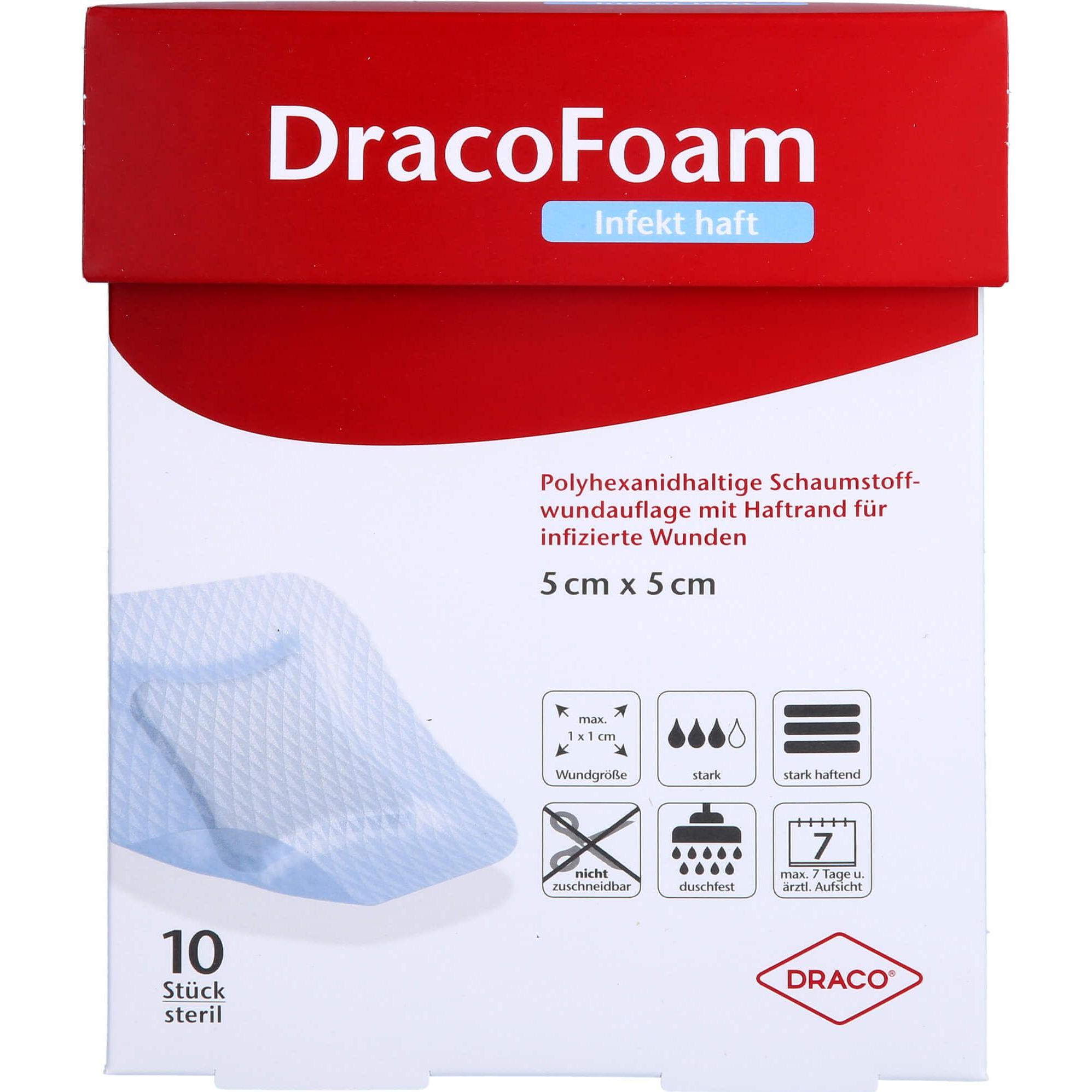 Dracco, Verbandsmaterial, DracoFoam Infekt haft Schaumstoffverband für infizierte Wunden, 10 St VER