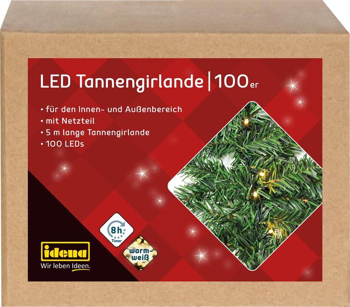 Productafbeelding Idena Dennenslinger 100 LED sprookjeslampjes groen 5,0 m (5 m)