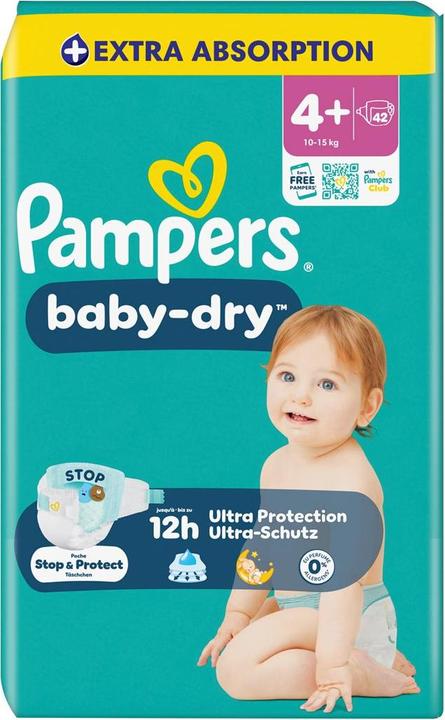 Pampers Baby Dry Gr.4+ Maxi Plus 10-15kg Windeln Singlepack 42 Stück (Size 4+, 42 pcs.)