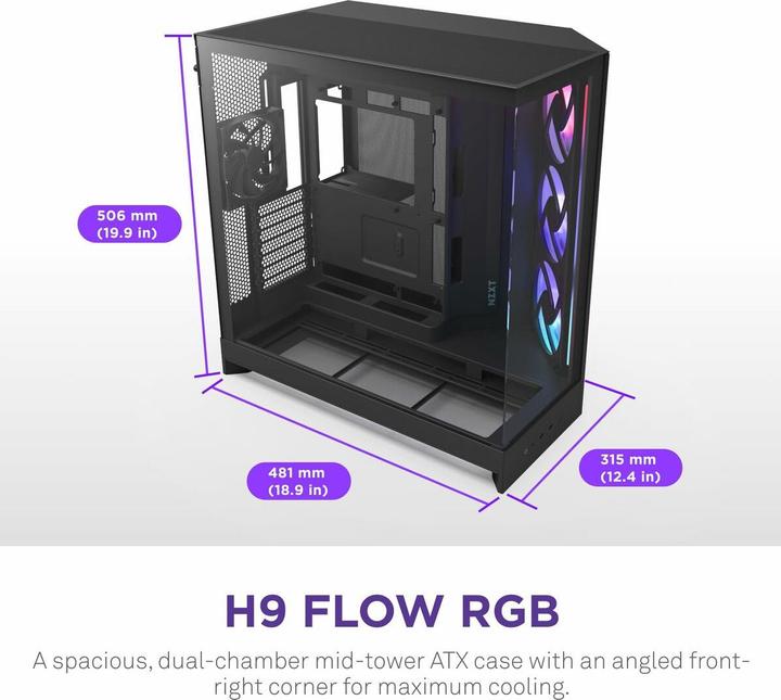 Produktbild NZXT H9 Flow RGB (2025) (ATX, Mini-ITX, mATX, E-ATX)