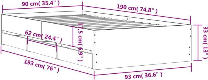 Image du produit VidaXL Cadre de lit avec tiroirs (90 x 190 cm)