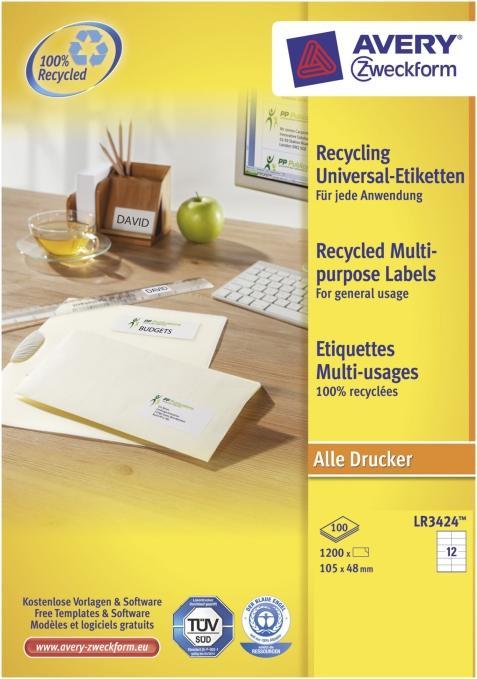Actual product image Avery Recycling Universal labels