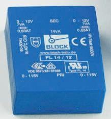Actual product image Block Transformer FL PCB 18VA 2x6V