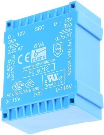 Produktbild Block Transformator FL PCB 6VA 2x12V