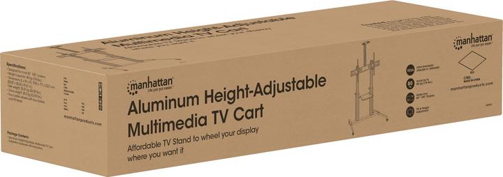 Actual product image Manhattan Aluminium multimedia TV stand on castors, height-adjustable (80 kg, 60" - 100")