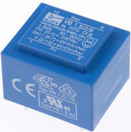 Produktbild Block Transformator PCB 1.5VA 2x9V