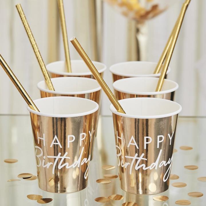 Actual product image Ginger Ray Mug in gold "Happy Birthday (8x)