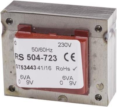 Immagine prodotto RS PRO Trasformatore PCB 2x0-9V 0.67A 12VA