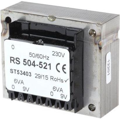 Rs Pro Transformator PCB 12VA 2x9V, Transformator