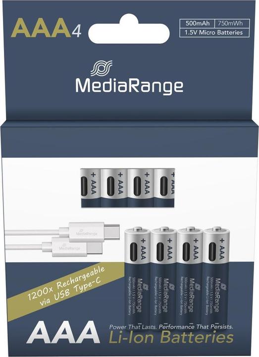 Actual product image MediaRange Rechargeable USB-C (4 pcs., AAA, 500 mAh)