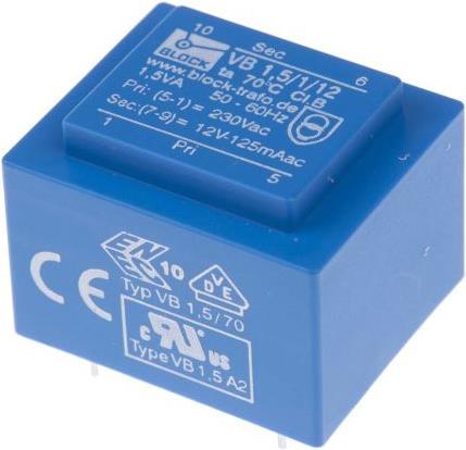 Produktbild Block Transformator PCB 1,5VA 1x12V