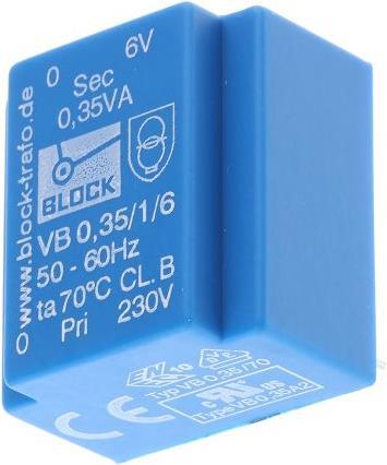 Produktbild Block Transformator PCB 0,35VA 1x6V