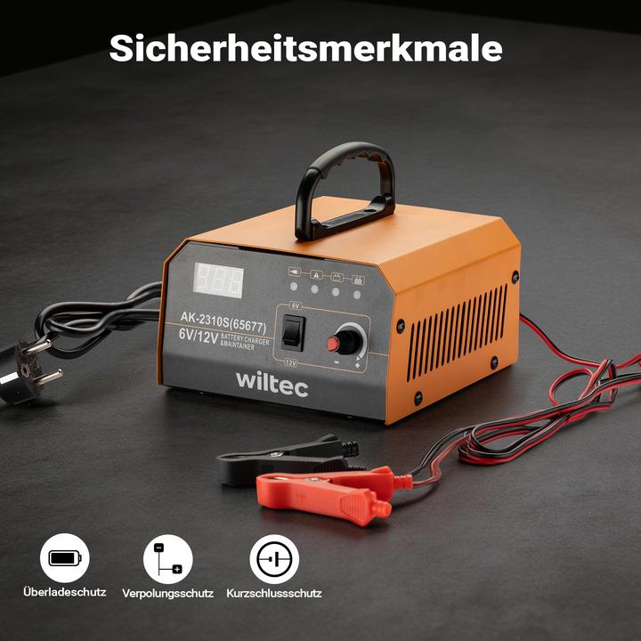 Actual product image Wiltec Ladegerät 6-12V Batterieladegerät 10-150Ah Autobatterie Kfz LCD-Display (10 A, 12V, 6V)